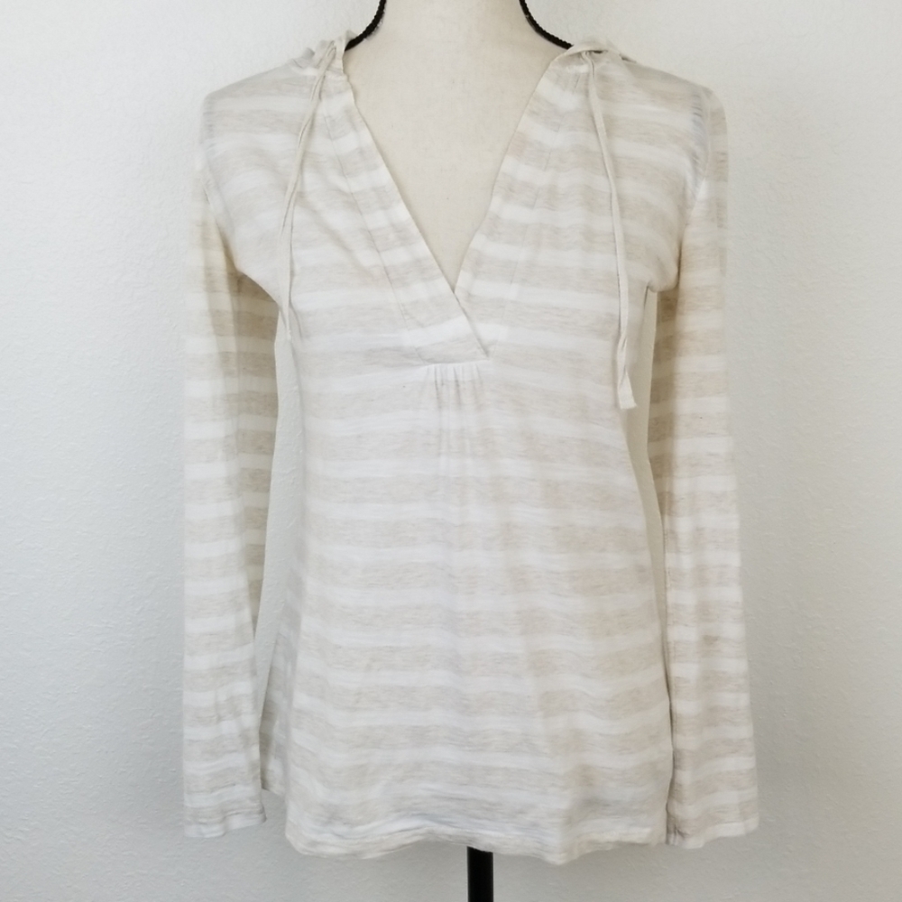 LOFT Hooded Long-Sleeve Striped Top, size S